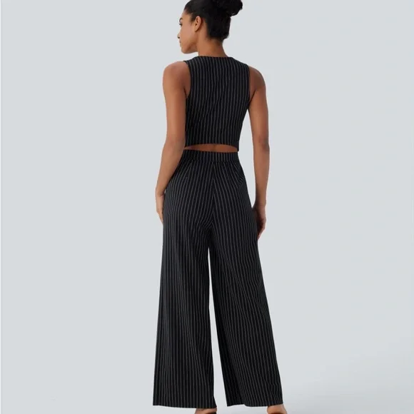 HALARA Black Pinstripe Jumpsuit - Picture 2 of 7